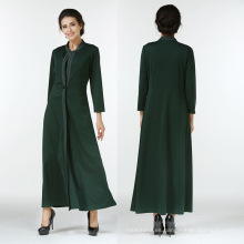 2018 nuevo diseño islam mujeres ropa color verde soporte collar frente abierto abaya vestido